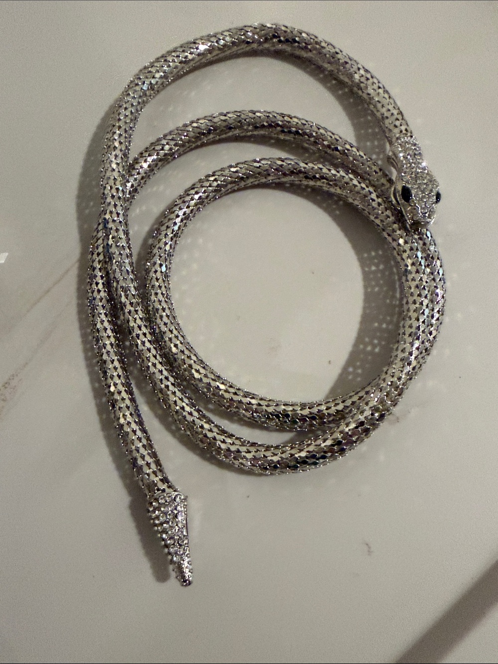vintage metal Snake with crystal necklace/ belt